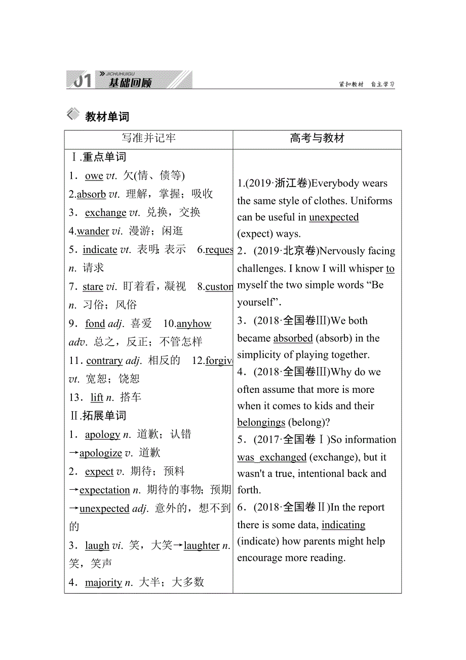 2021届高三英语北师大版一轮总复习教师用书：UNIT 12 CULTURE SHOCK WORD版含解析.doc_第3页