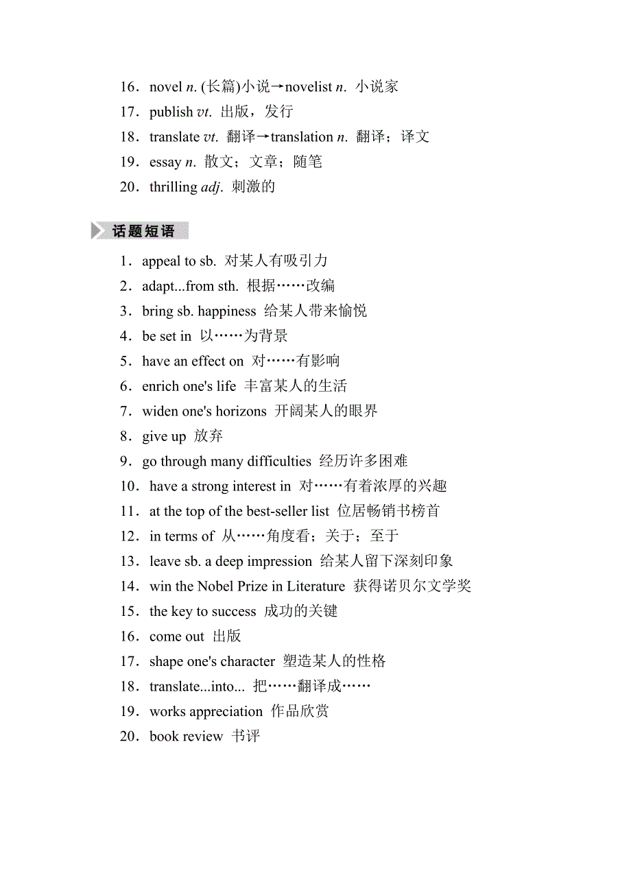 2021届高三英语外研版一轮总复习教师用书：必修5 MODULE 3　ADVENTURE IN LITERATURE AND THE CINEMA WORD版含解析.doc_第2页