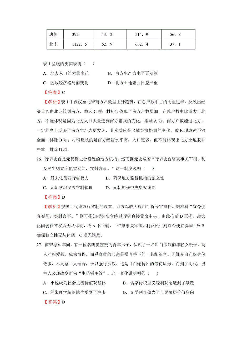 2020年普通高等学校招生全国统一考试历史押题卷（一）（解析版） WORD版含解析.doc_第2页