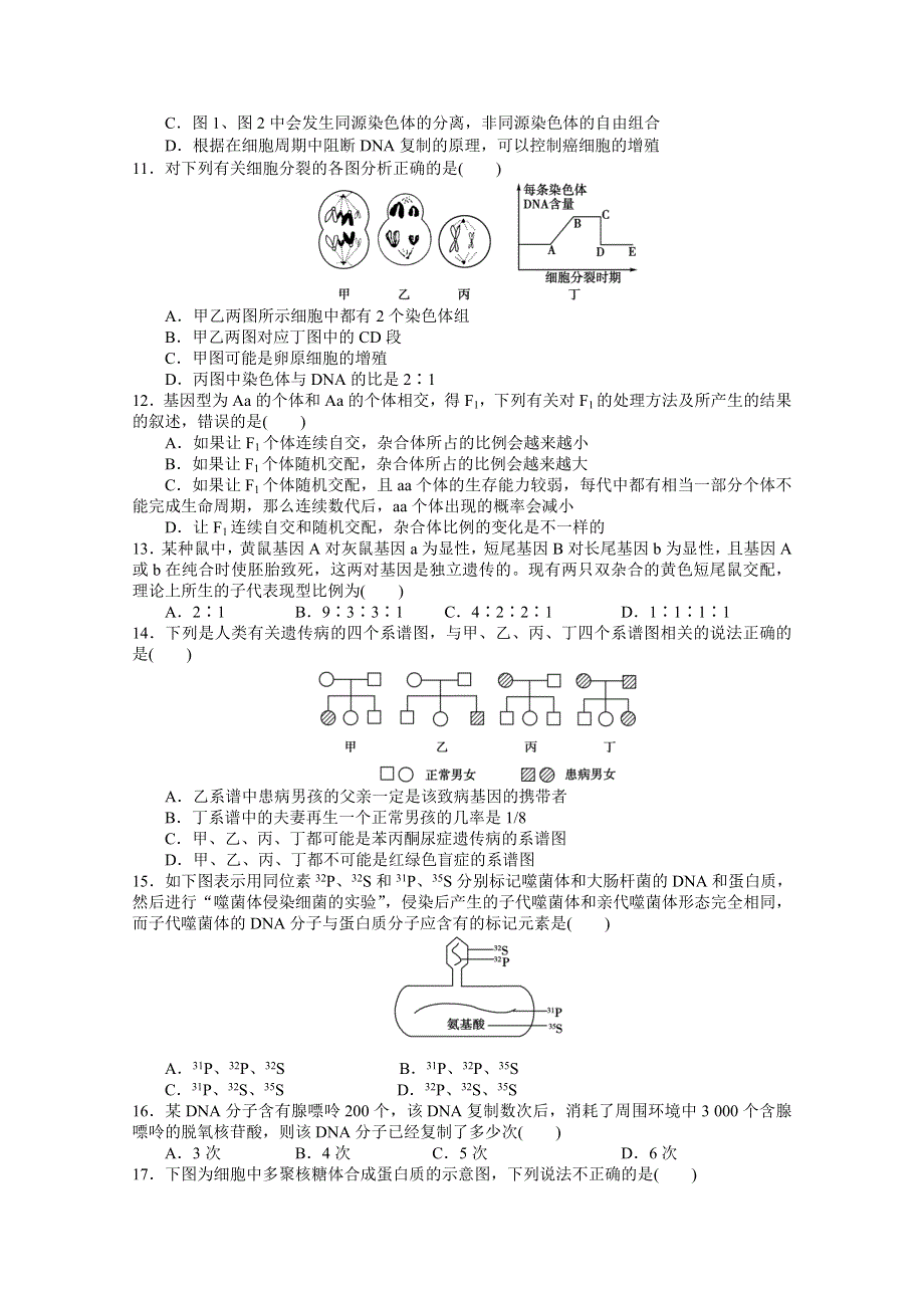 江西省南昌市铁路一中2011届高三12月月考（生物）.doc_第3页