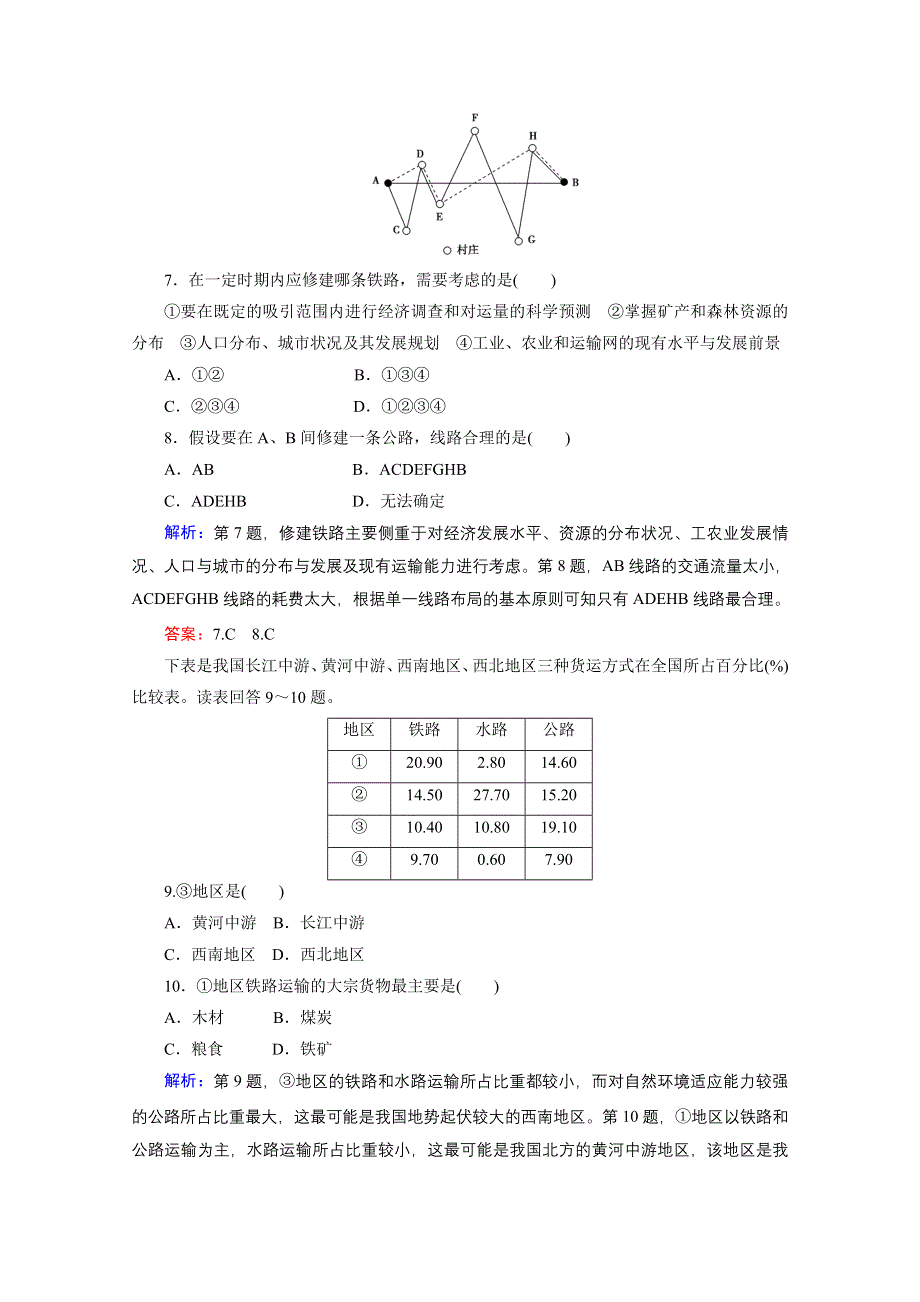 2012届高三地理《优化探究》二轮复习专题检测：11交通运输与人地关系.doc_第3页