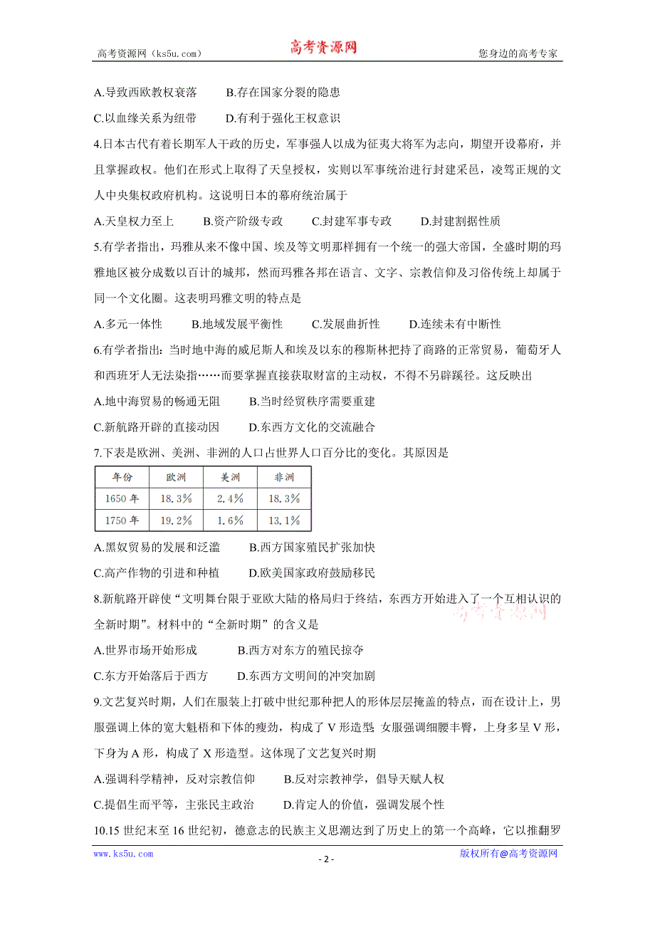 《发布》山西省运城市2020-2021学年高一下学期期中调研测试 历史 WORD版含答案BYCHUN.doc_第2页