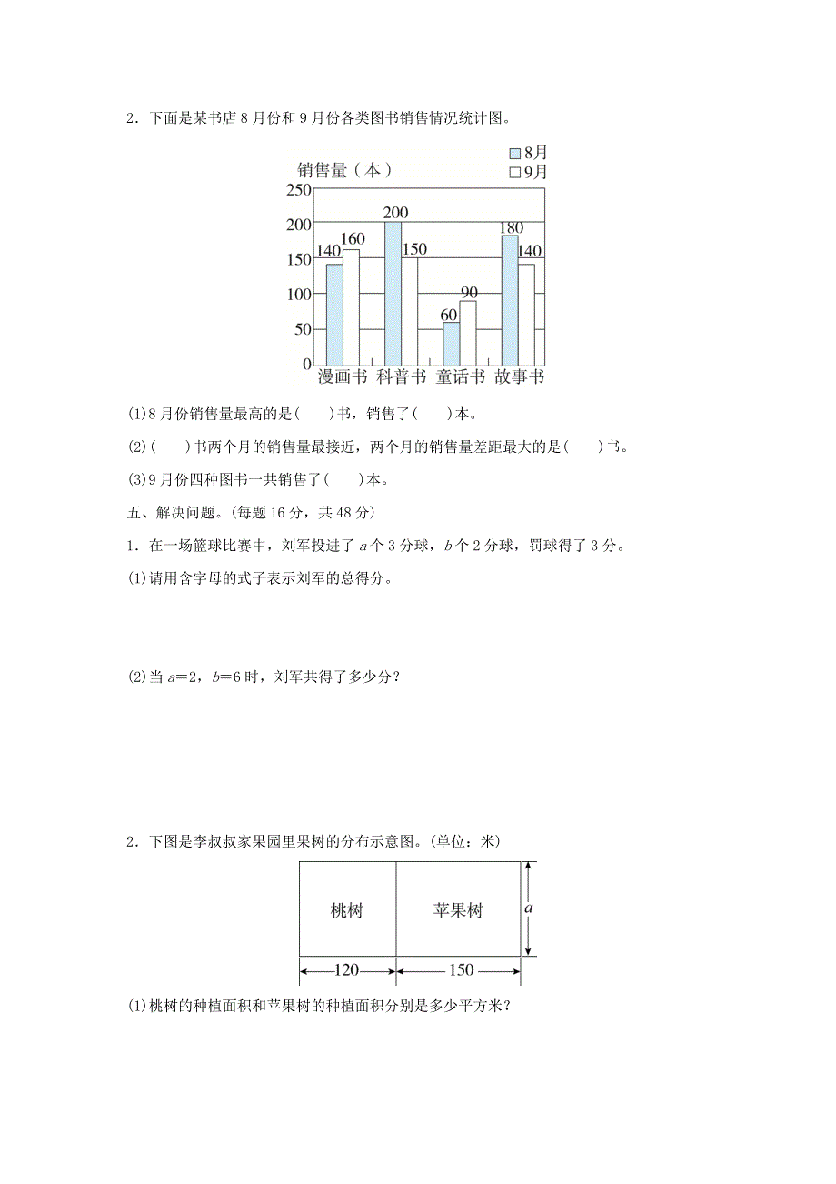 2022四年级数学下册 期末复习冲刺卷 专项能力提升卷5用字母表示数和复式条形统计图 冀教版.doc_第3页