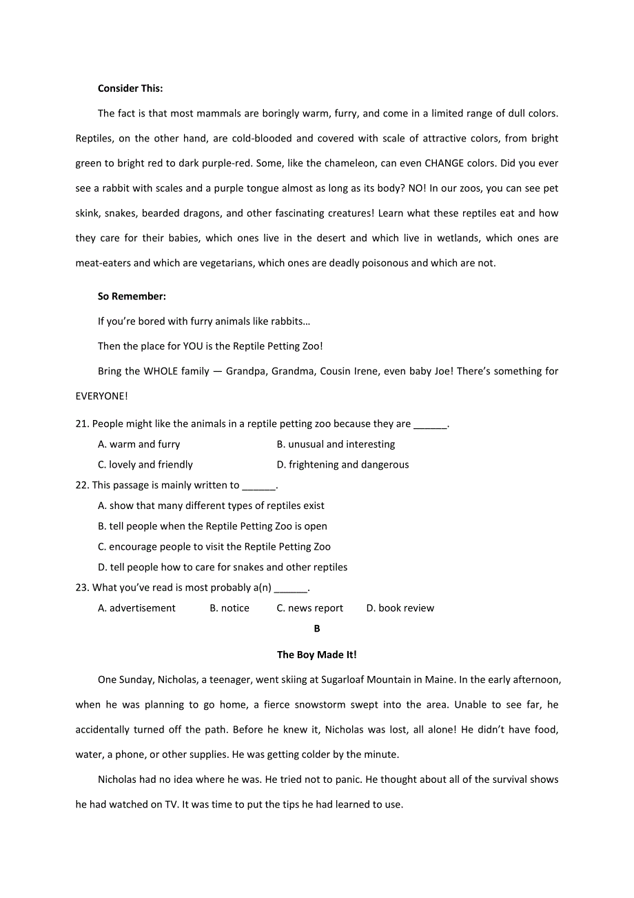 四川省攀枝花市第十二中学2019届高三10月月考英语试题 WORD版含答案.doc_第3页