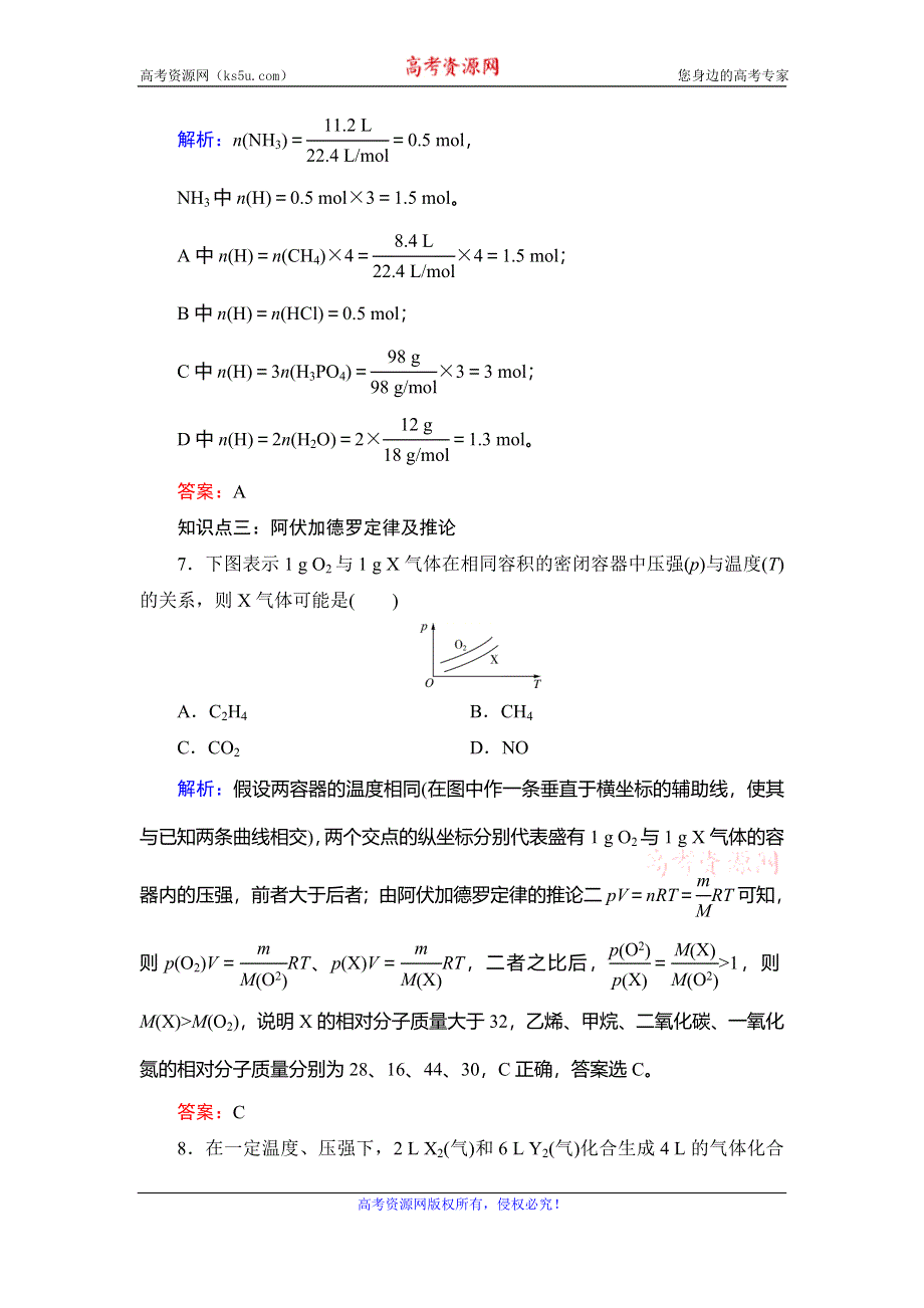 2020年苏教版高中化学必修一课时跟踪检测：专题一 化学家眼中的物质世界　第1单元　第3课时 WORD版含解析.doc_第3页