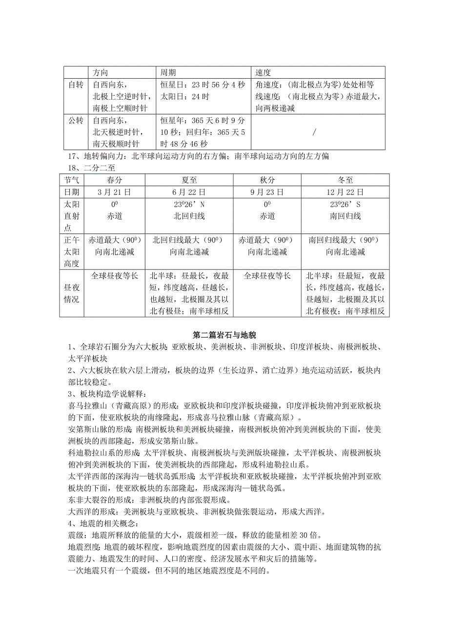 2020年高一地理上册第一次月考重点知识点精编.doc_第2页