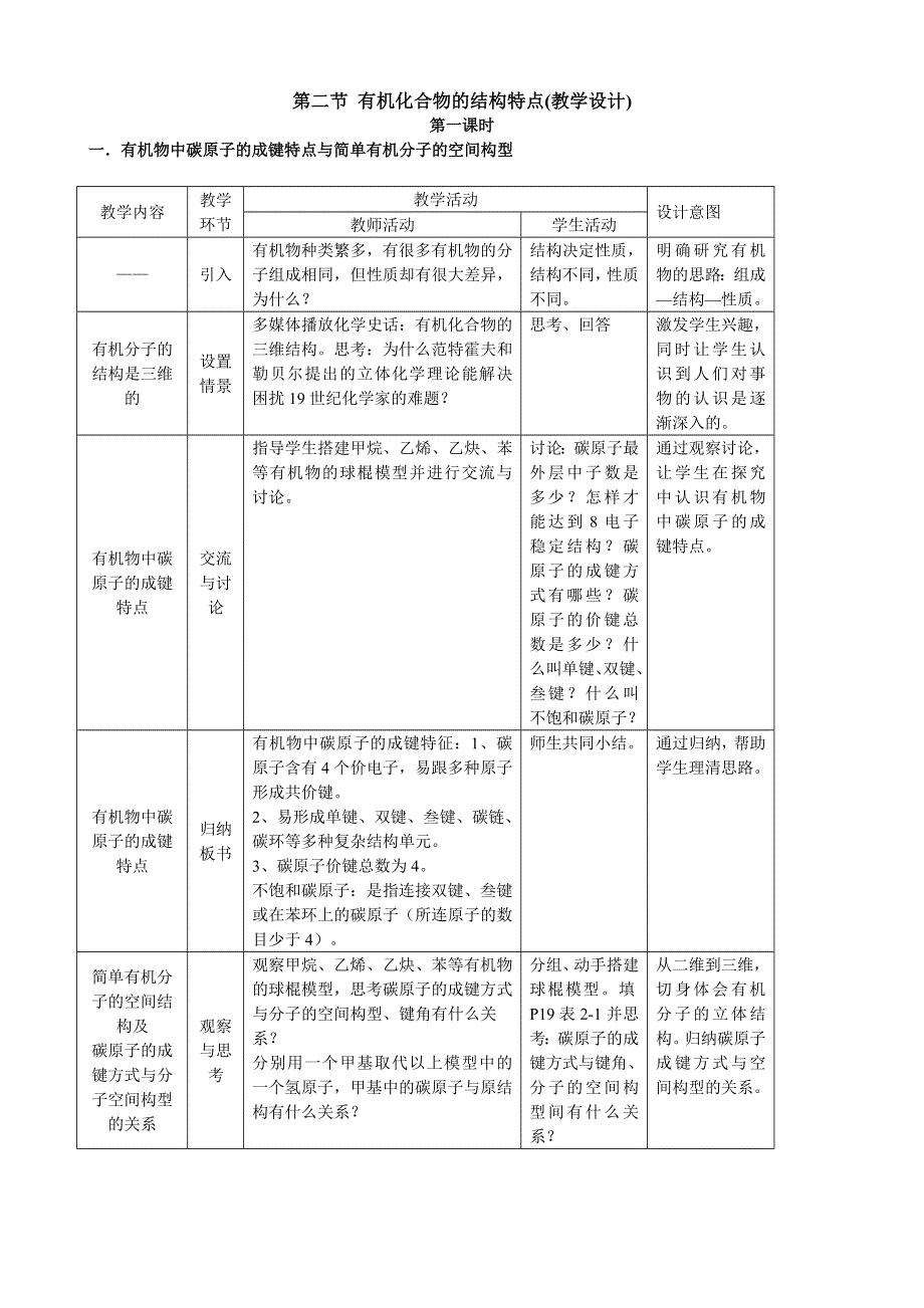 人教版高中化学选修5教案：1-2 有机化合物的结构特点 .doc_第1页