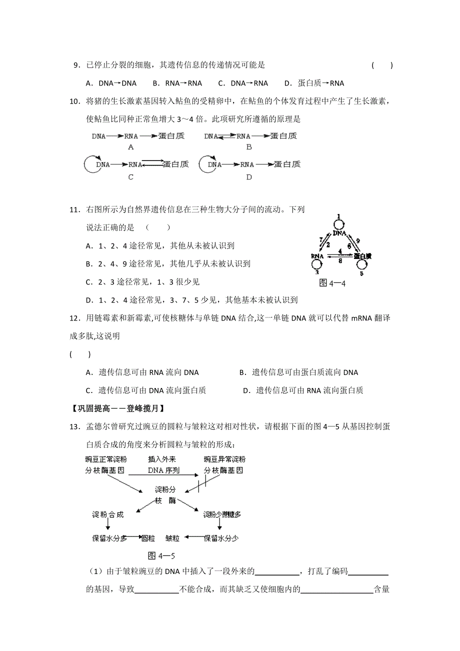 2016-2017学年高中生物人教版必修二4.2 基因对性状的控制 练习 WORD版缺答案.doc_第2页