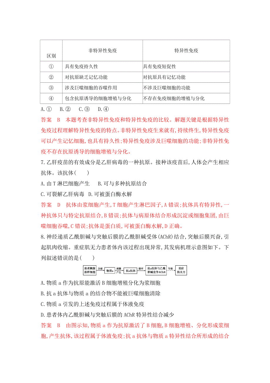 2020年高三生物浙江选考一轮提分策略练习：第25讲 免疫系统和免疫调节WORD版含解析.doc_第3页