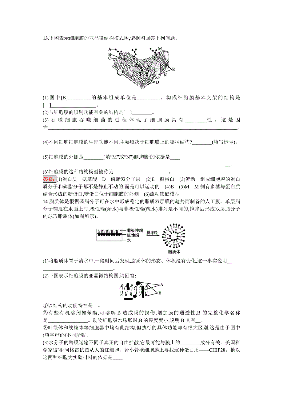 2016-2017学年高中生物必修一（人教版）练习：4.doc_第3页