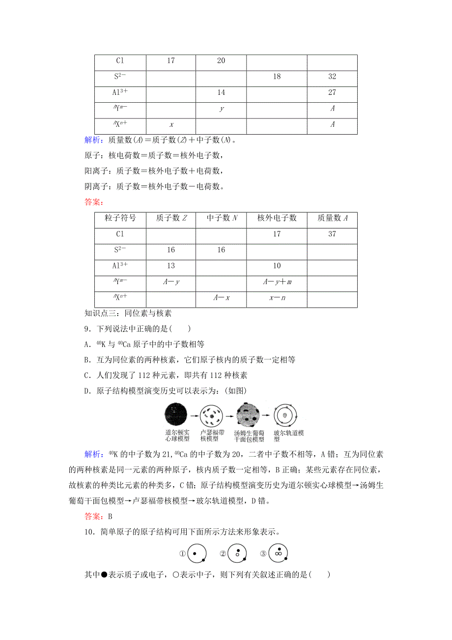 2020年高中化学 专题一 化学家眼中的物质世界 第3单元 人类对原子结构的认识课时跟踪检测 苏教版必修1.doc_第3页