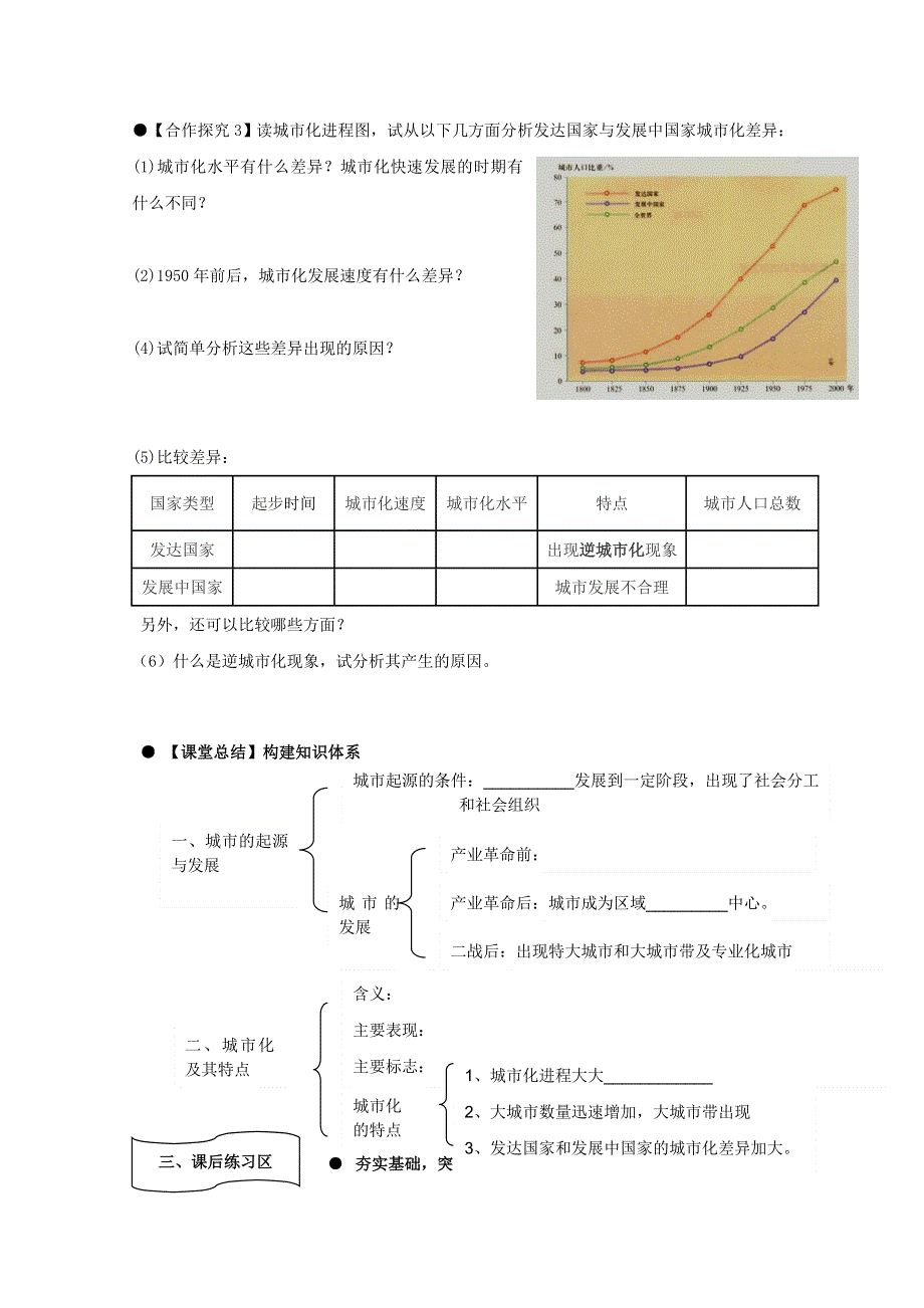 山东省威海二中高一地理必修二《第二节 城市发展与城市化（第1课时）》导学案.doc_第3页