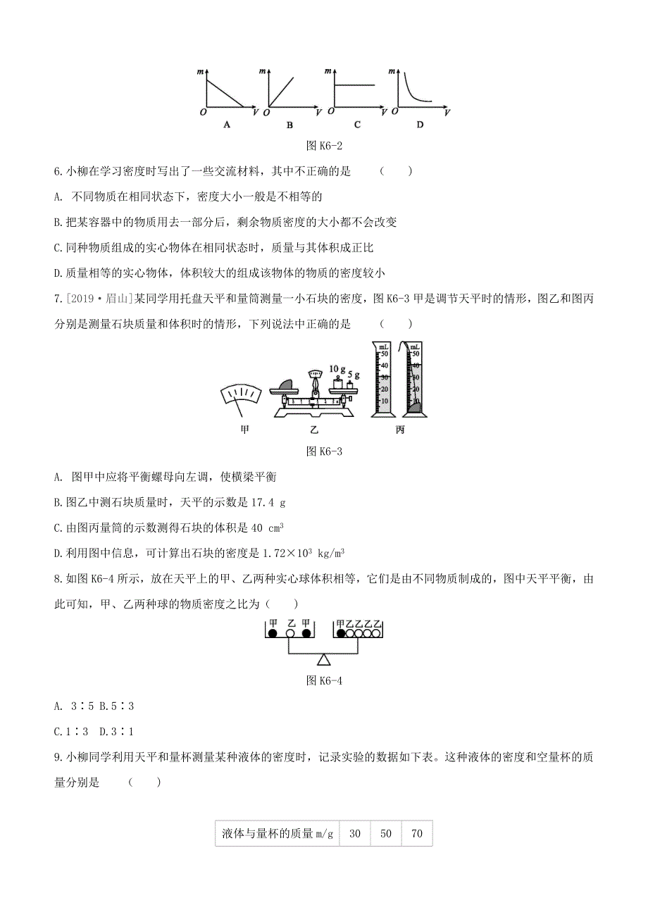 柳州专版2020版中考物理夺分复习课时训练06我们周围的物质试题.docx_第2页