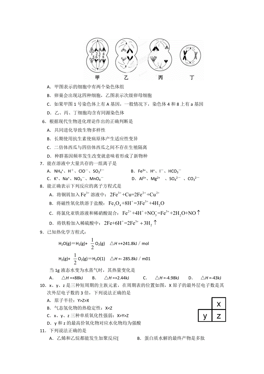 广东省东莞实验中学2014届高三上学期第三次月考理综试题 WORD版无答案.doc_第2页