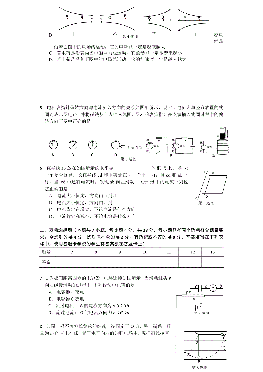 广东省东莞市2012-2013学年高二上学期期末考试物理试题（A卷 ） WORD版含答案.doc_第2页