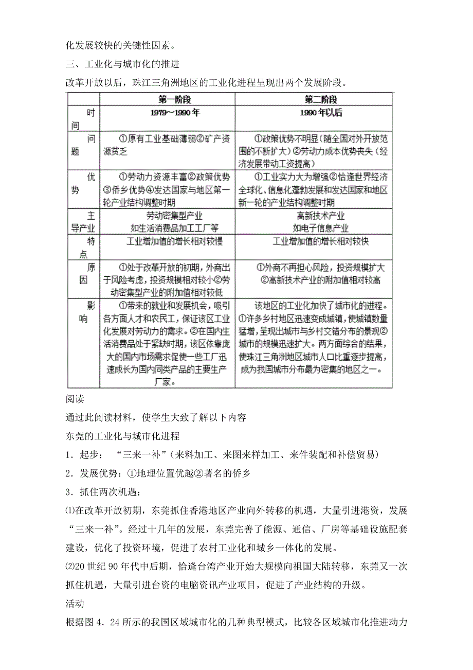 人教版高一地理必修三教学设计：第四单元2《区域工业化与城市化──以我国珠江三角洲地区为例》（共1课时）WORD版含答案.doc_第3页