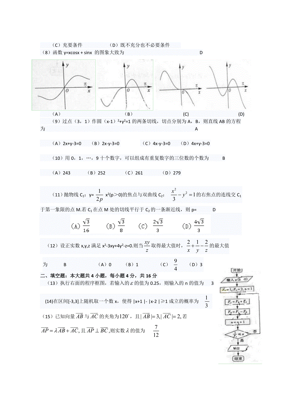 2013年山东高考数学试题（理科）有详细答案答案.doc_第2页