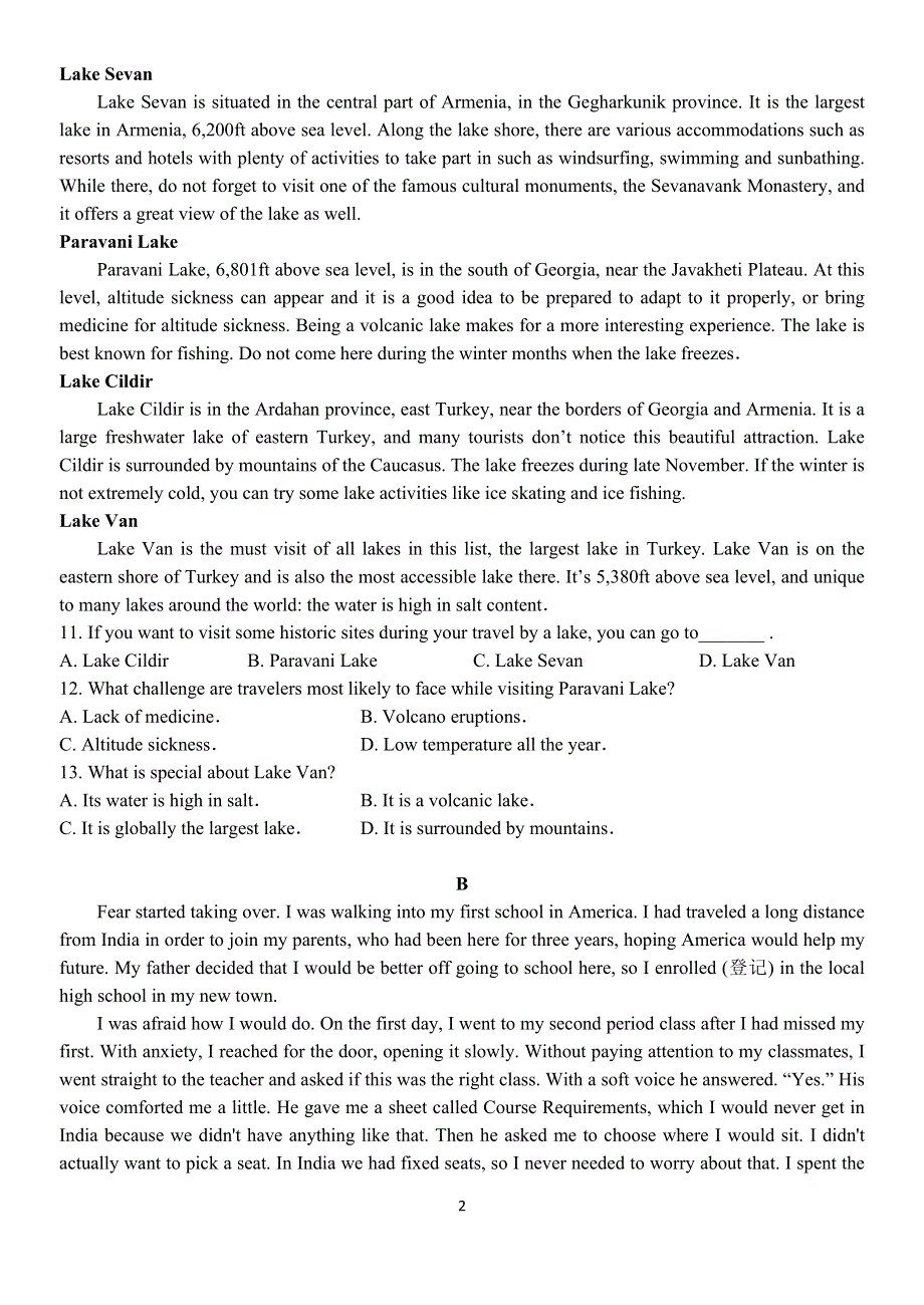 广东省东莞市第四高级中学2020-2021学年高一上学期期中考试英语试题 WORD版含答案.doc_第2页