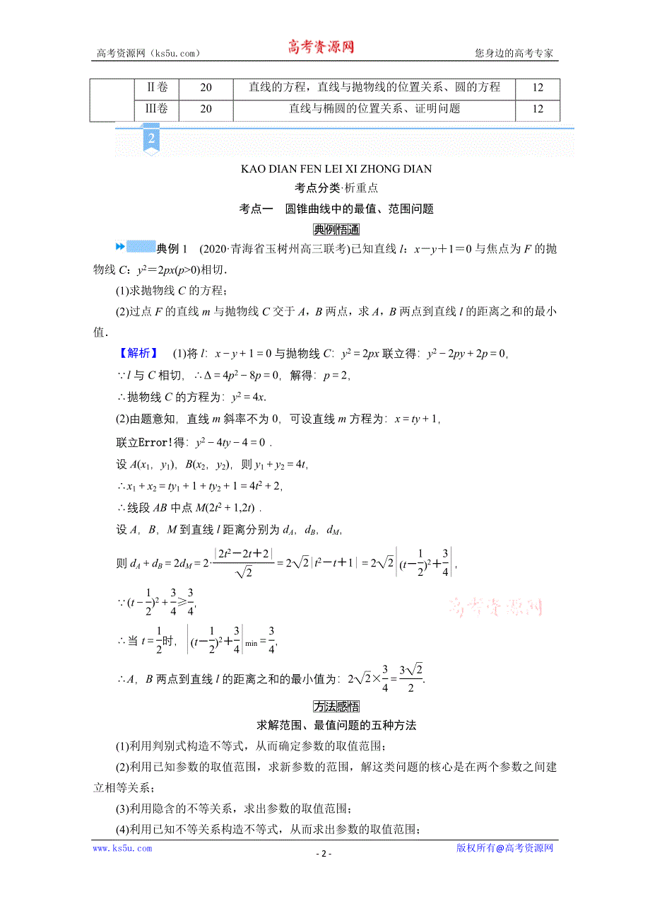 2021届高考二轮数学人教版学案：第二部分 专题五 第3讲　圆锥曲线的综合应用 WORD版含解析.doc_第2页