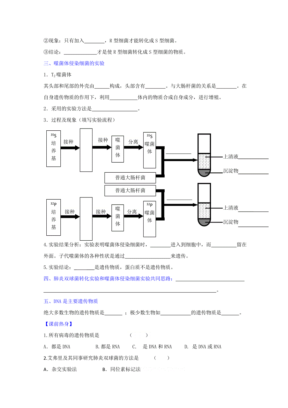 《优选整合》人教版高中生物 必修2第3章第1节DNA是主要的遗传物质（学案）（学生版） .doc_第2页