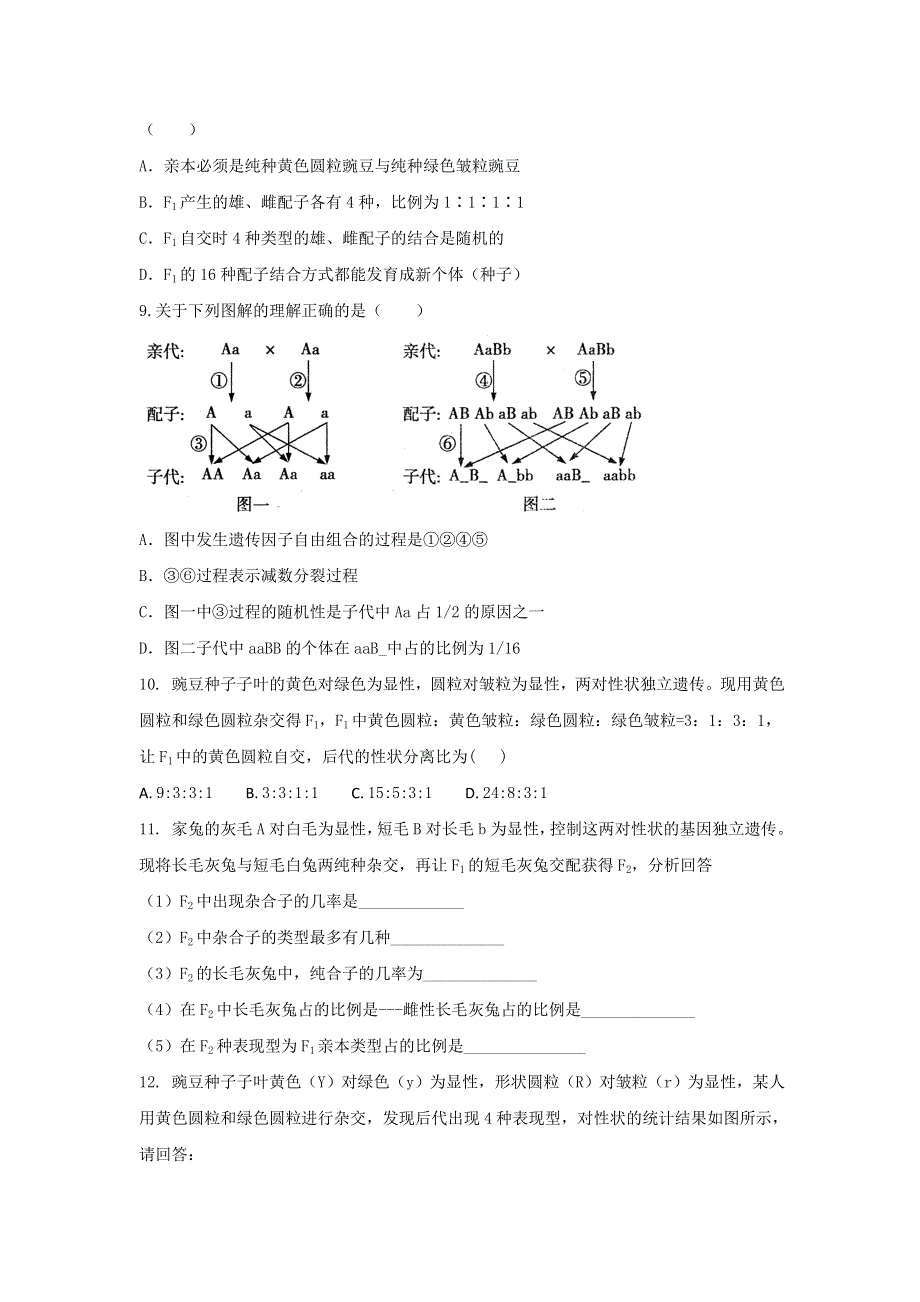 《优选整合》人教版高中生物必修2第1章第2节孟德尔的豌豆杂交实验（二）第1课时 练 （学生版） .doc_第2页