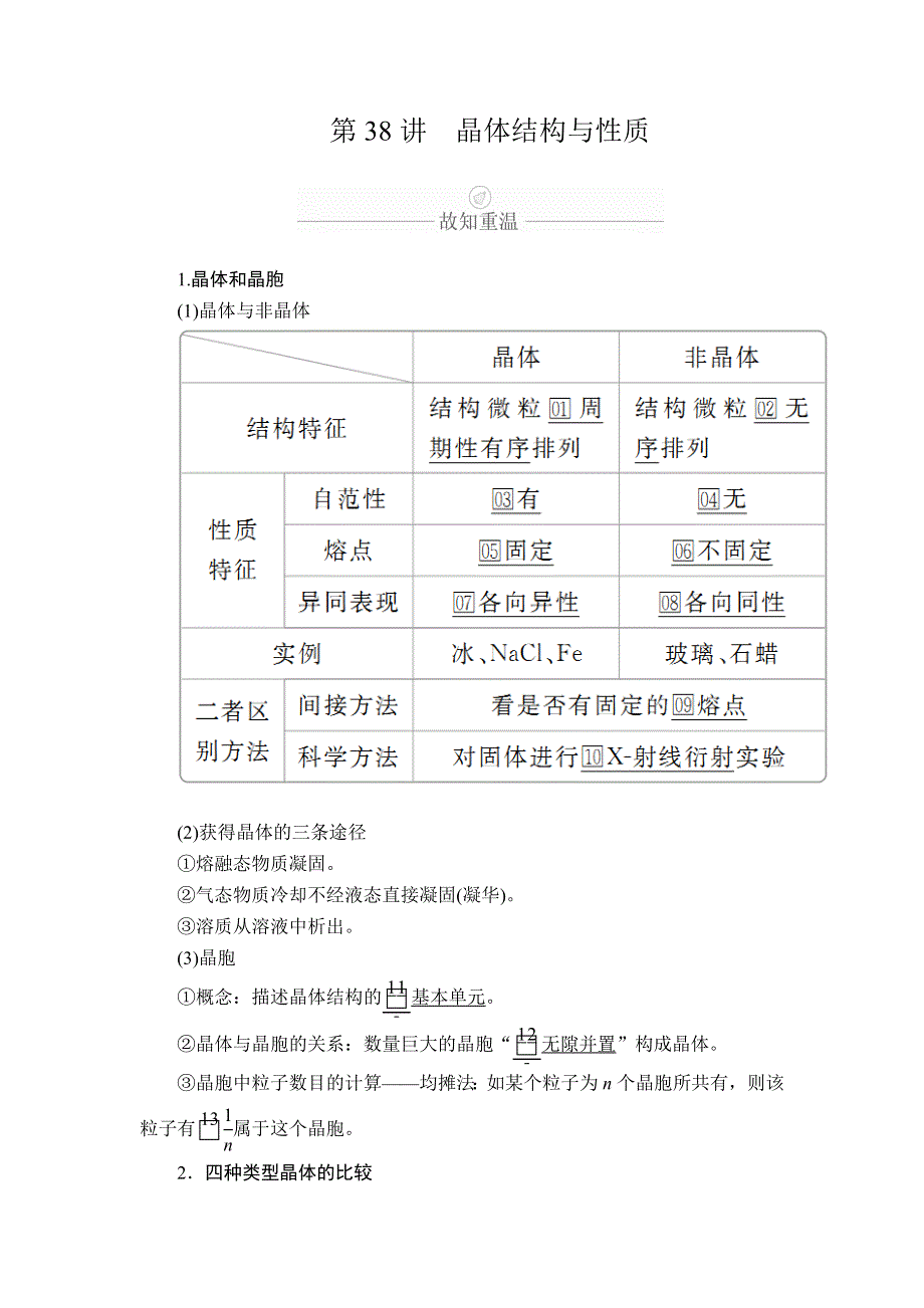 2020年高考化学一轮总复习文档：第十二章 第38讲晶体结构与性质 WORD版含答案.doc_第1页