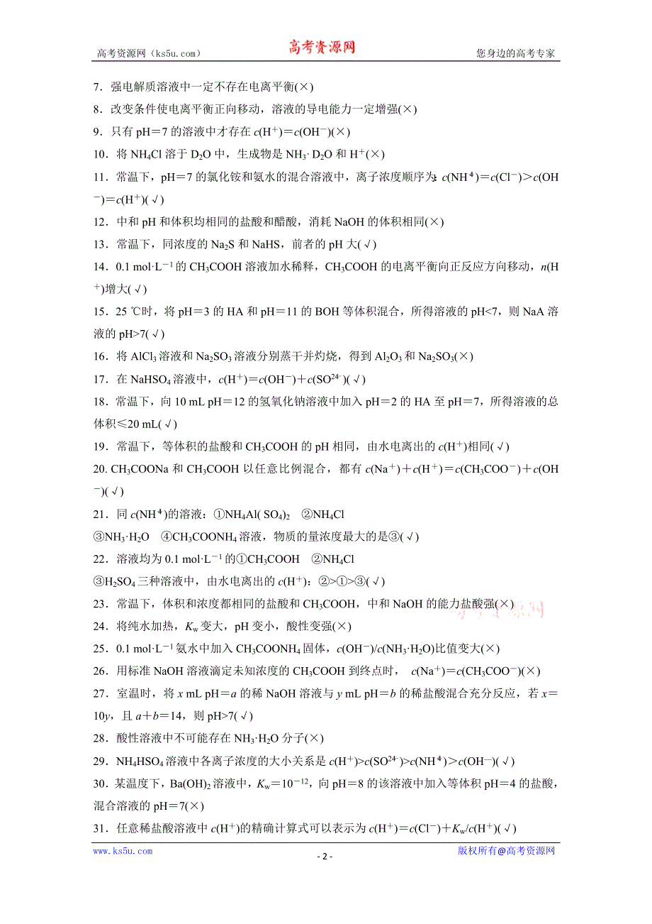 《新步步高》2016届高考化学总复习大一轮（人教版江苏专用） 排查落实训练十二.docx_第2页