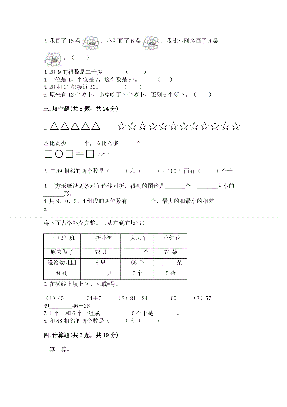 人教版一年级下册数学期末测试卷（网校专用）.docx_第2页