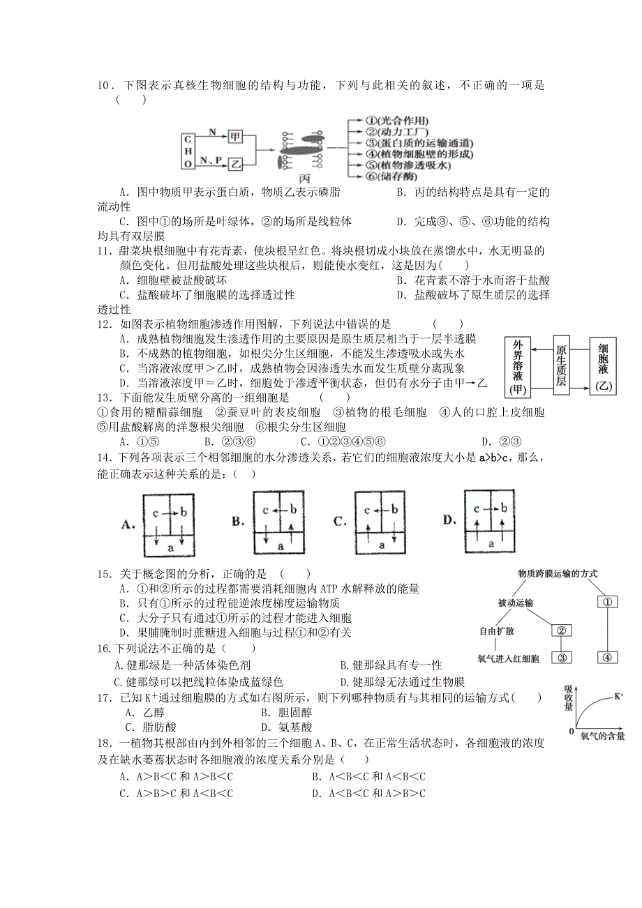 四川省攀枝花市米易中学2011-2012学年高一上学期12月段考试题（生物）.doc_第2页