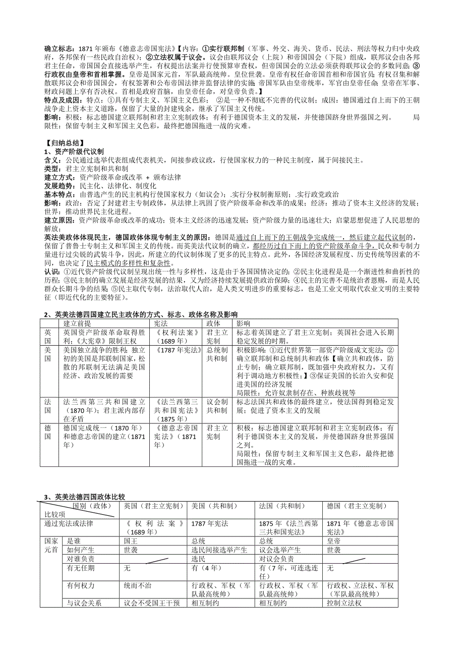 广东省东莞市麻涌中学高三历史复习材料：专题十 近代西方资本主义政体的建立 .doc_第3页