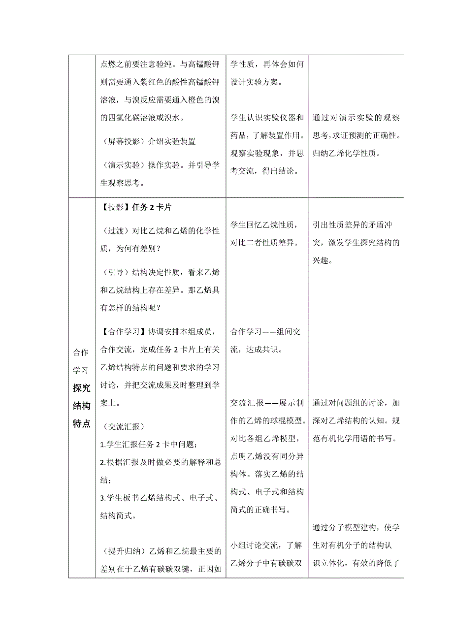 山东省实验中学高一化学必修二教学设计：3-2 乙烯 第一课时.doc_第3页