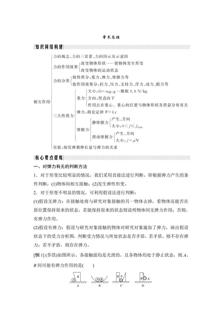 2018版高中物理鲁科版必修1学案：第四章 相互作用 章末总结 .doc_第1页