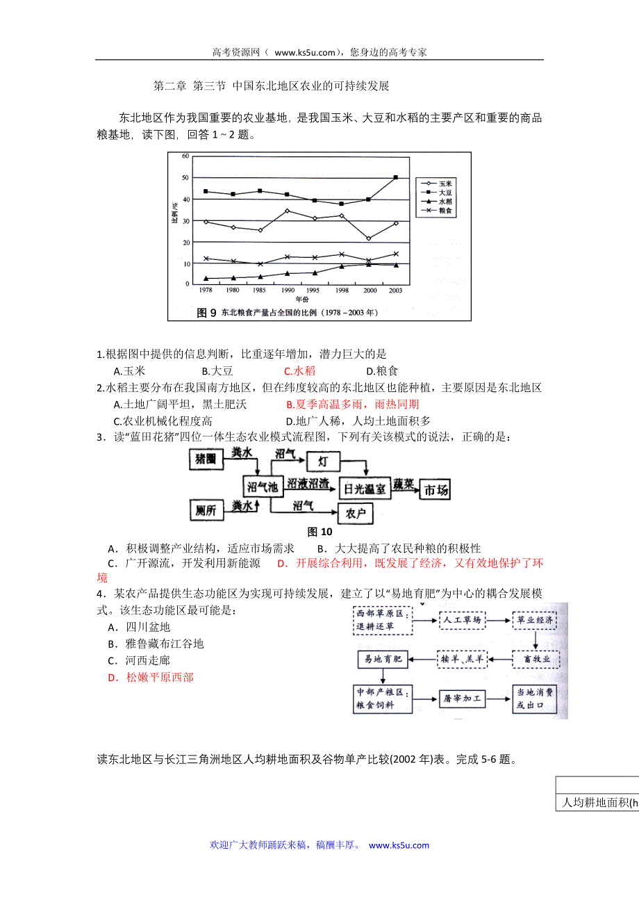 广东省东莞石龙中学11-12学年上学期地理（新人教）必修三期末复习2.3中国东北地区农业的可持续发展.doc_第1页