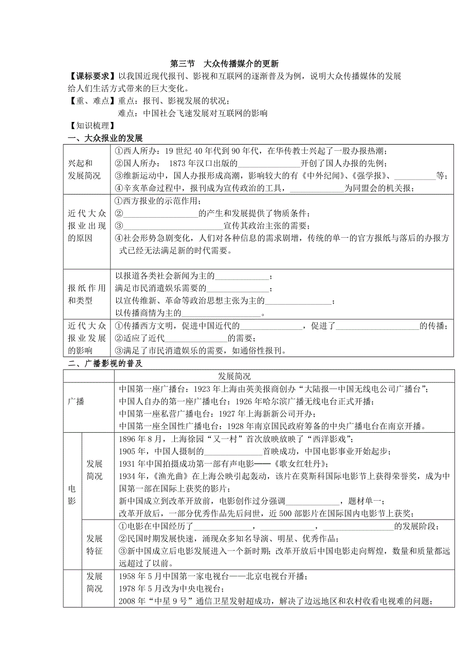 2013年高一历史精品学案：4.3 大众传播媒介的更新（人民版必修2）.doc_第1页