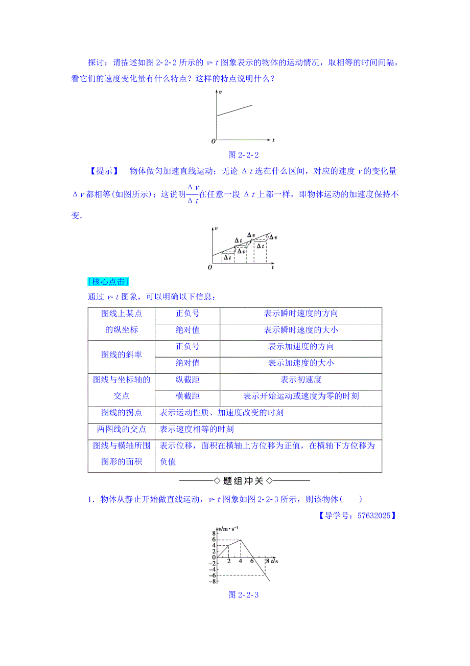 2018版高中人教版物理必修一学案：第2章 第2节 匀变速直线运动的速度与时间的关系 WORD版含答案.doc_第2页