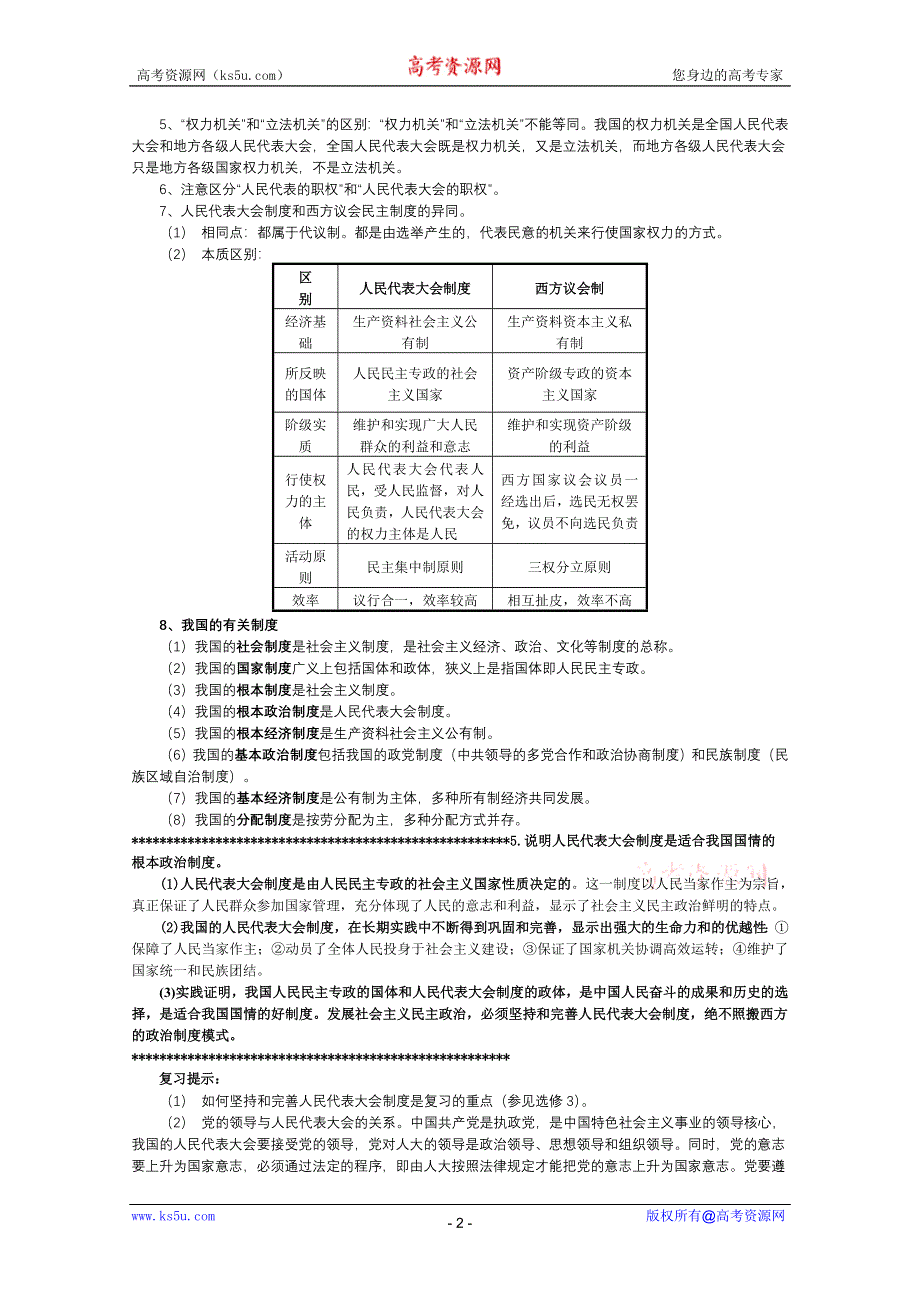 2012届高三政治一轮复习讲义：第五课　我国的人民代表大会制度(新人教必修2）.DOC.doc_第2页
