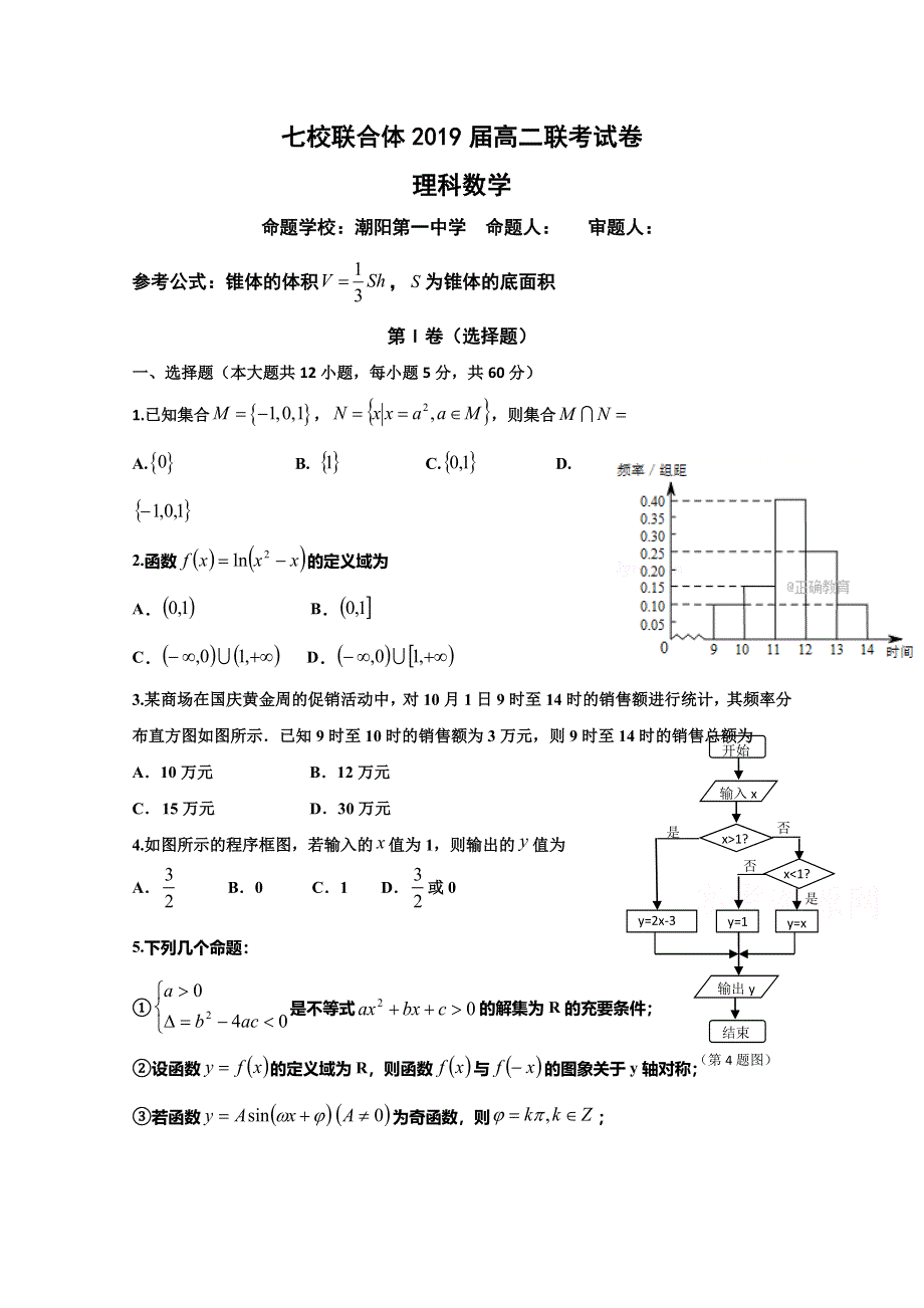 广东省中山一中、仲元中学等七校2017-2018学年高二3月联考数学（理）试卷 WORD版缺答案.doc_第1页