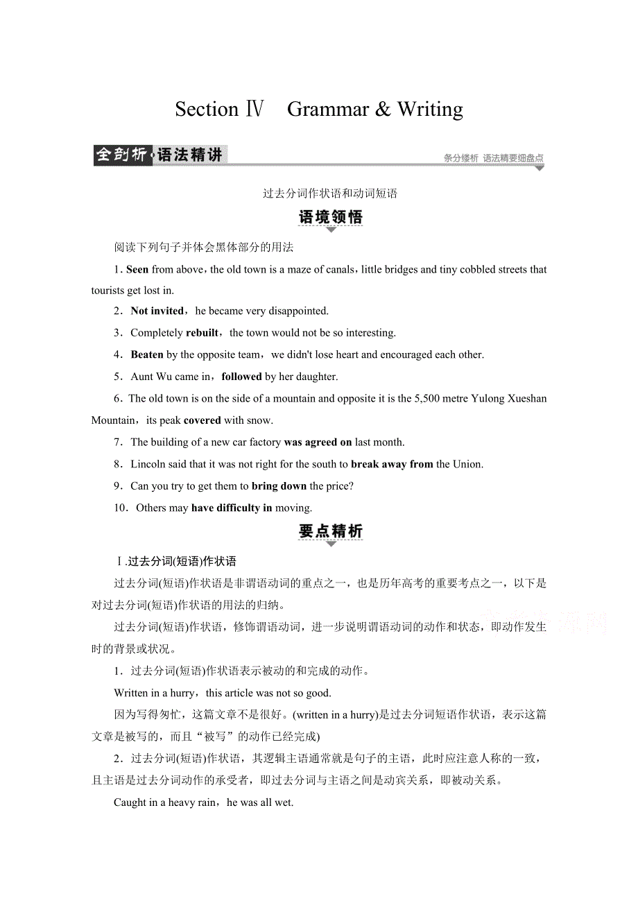 2016-2017学年高中英语外研版选修7学案：MODULE 5　SECTION Ⅳ　GRAMMAR & WRITING WORD版含解析.doc_第1页