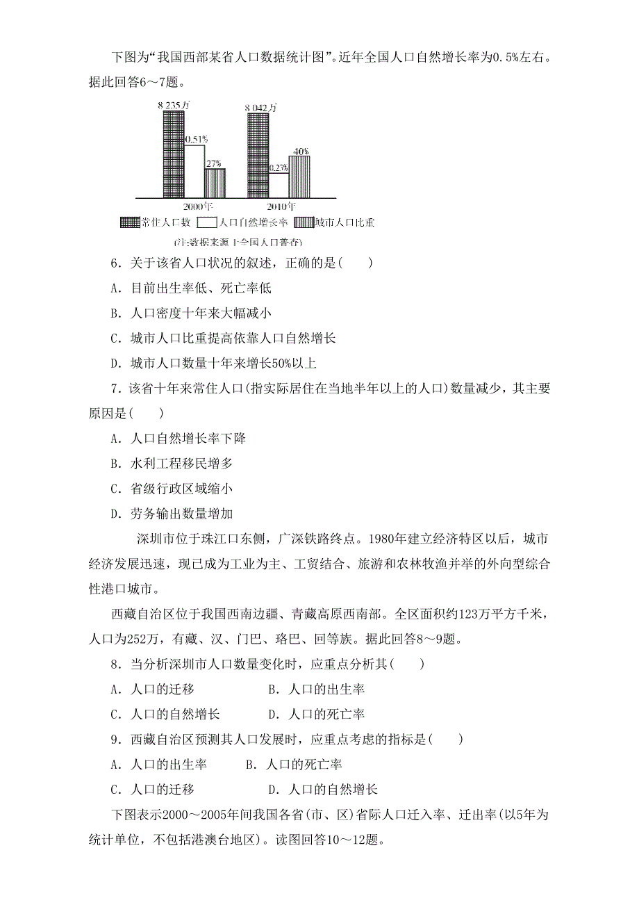 人教版高中地理必修2第一章第二节 人口的空间变化 备课资料同步练习：《人口的空间变化》2 WORD版含答案.doc_第2页