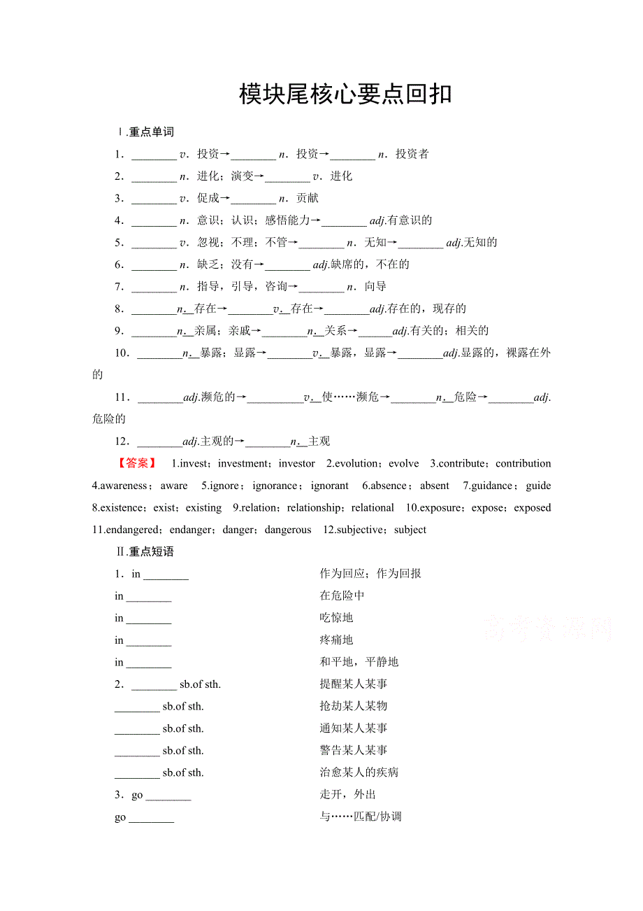 2016-2017学年高中英语外研版选修7学案：MODULE 6　模块尾核心要点回扣 WORD版含解析.doc_第1页