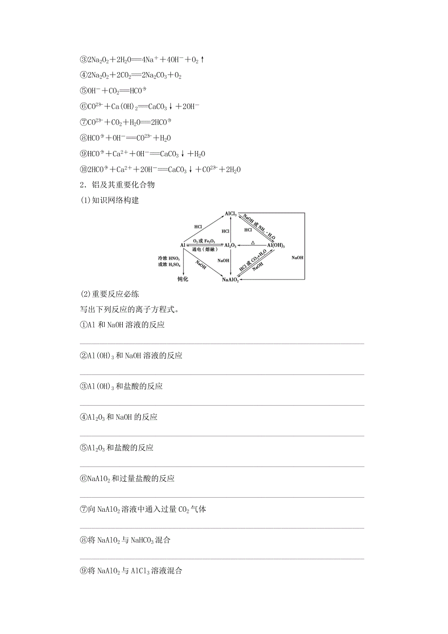 2021届高考化学一轮复习 章末排查练3 金属及其化合物（含解析）新人教版.doc_第2页