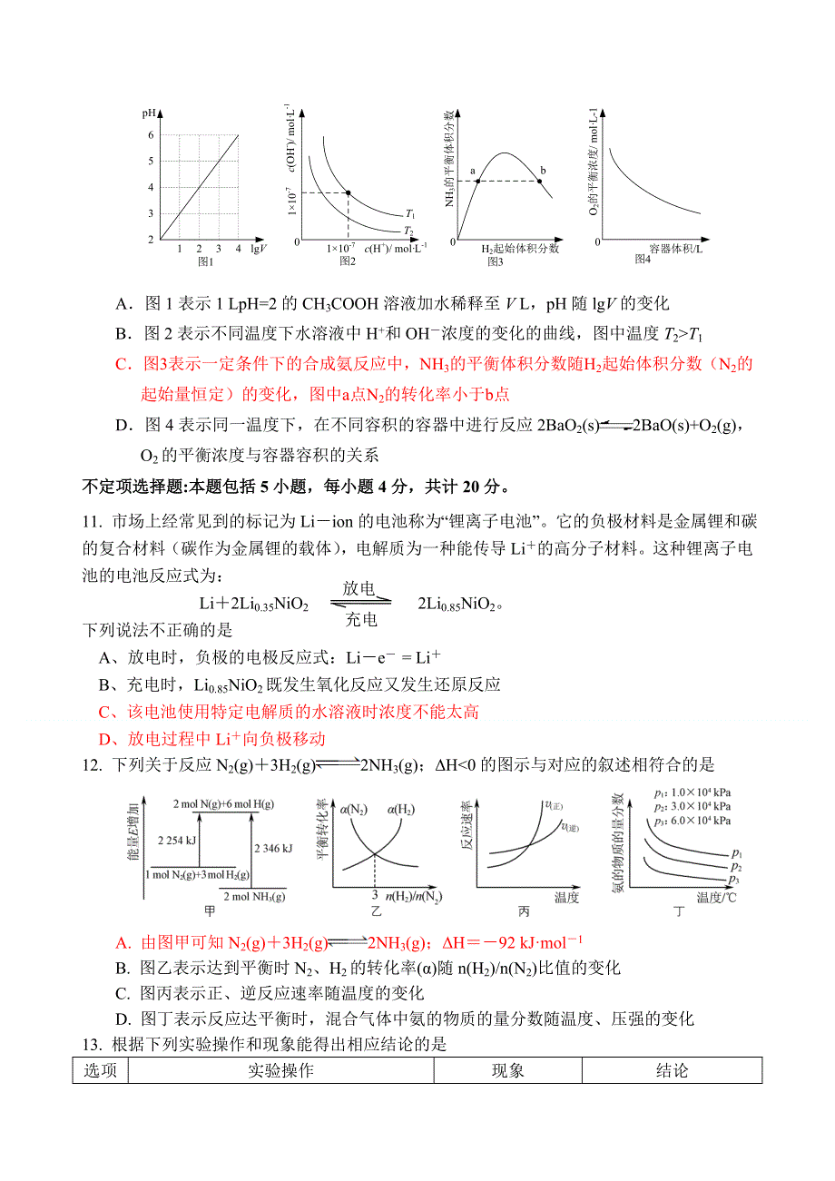 《发布》江苏省扬州中学2020届高三上学期11月考试 化学 WORD版含答案.doc_第3页