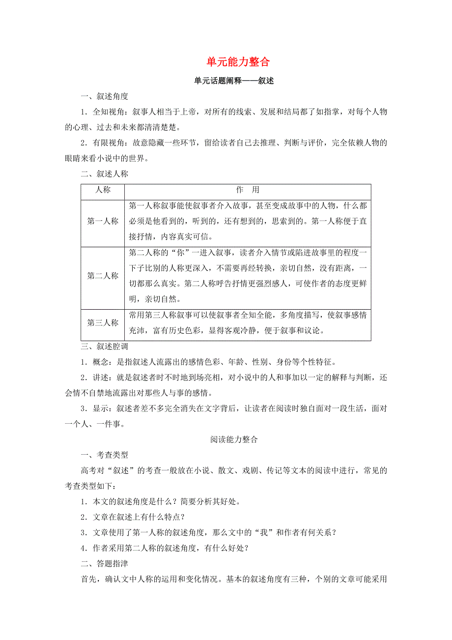 2018版高中语文 第一单元 单元能力整合 第一单元学案 新人教版《外国小说欣赏》.doc_第1页