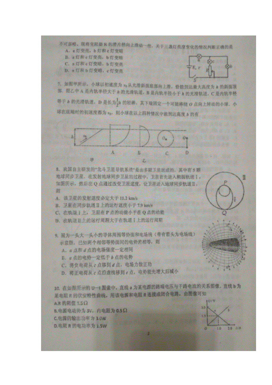 山东省寿光现代中学2017届高三10月月考物理试题 扫描版含答案.doc_第2页