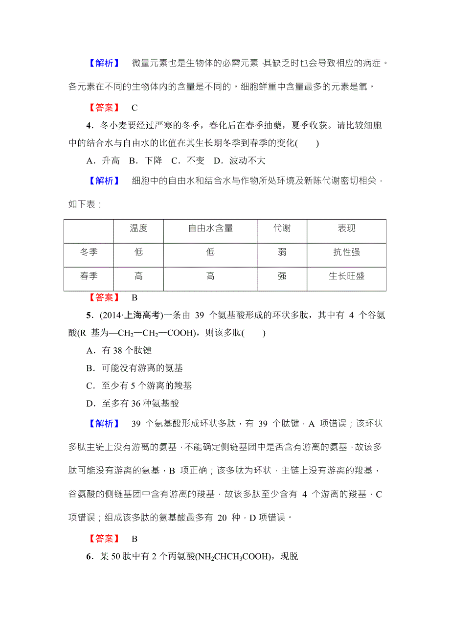 2016-2017学年高中生物苏教版必修一章末综合测评1 WORD版含解析.doc_第2页