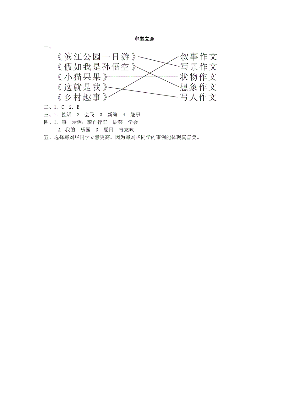 2022四年级语文下册 作文训练专项卷 22审题立意 新人教版.doc_第2页