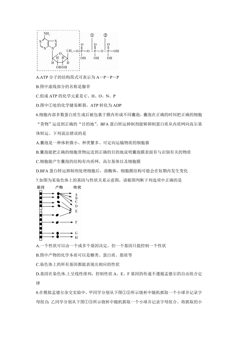 《发布》广东省顶级名校2021-2022学年高二上学期入学考试 生物 WORD版含答案BYCHUN.doc_第2页