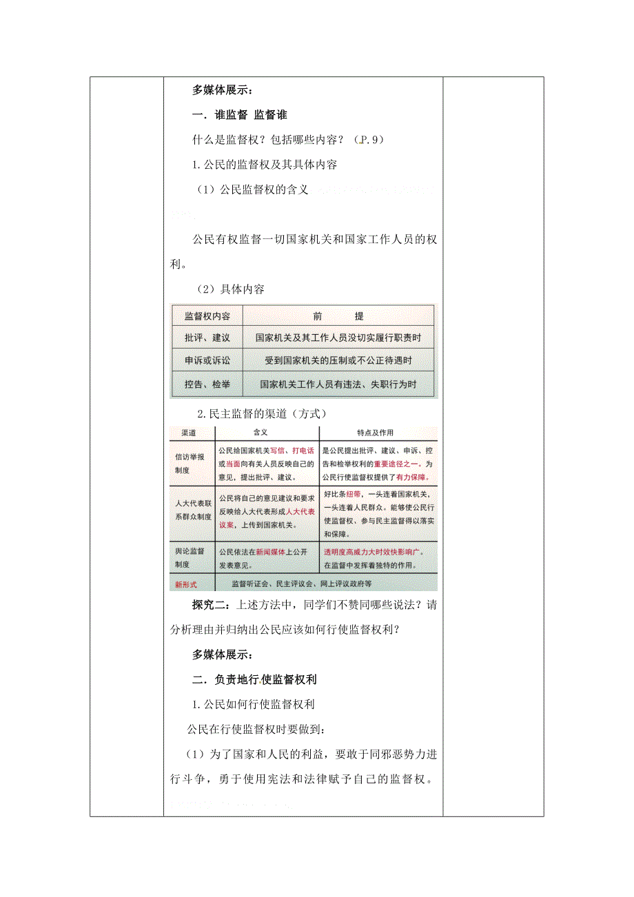 《优选整合》人教版高中政治必修二 2-4民主监督：守望共同家园 教案 .doc_第3页