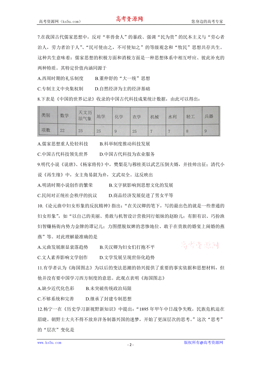 《发布》广西岑溪市2020-2021学年高二上学期期中考试 历史（文） WORD版含答案BYCHUN.doc_第2页