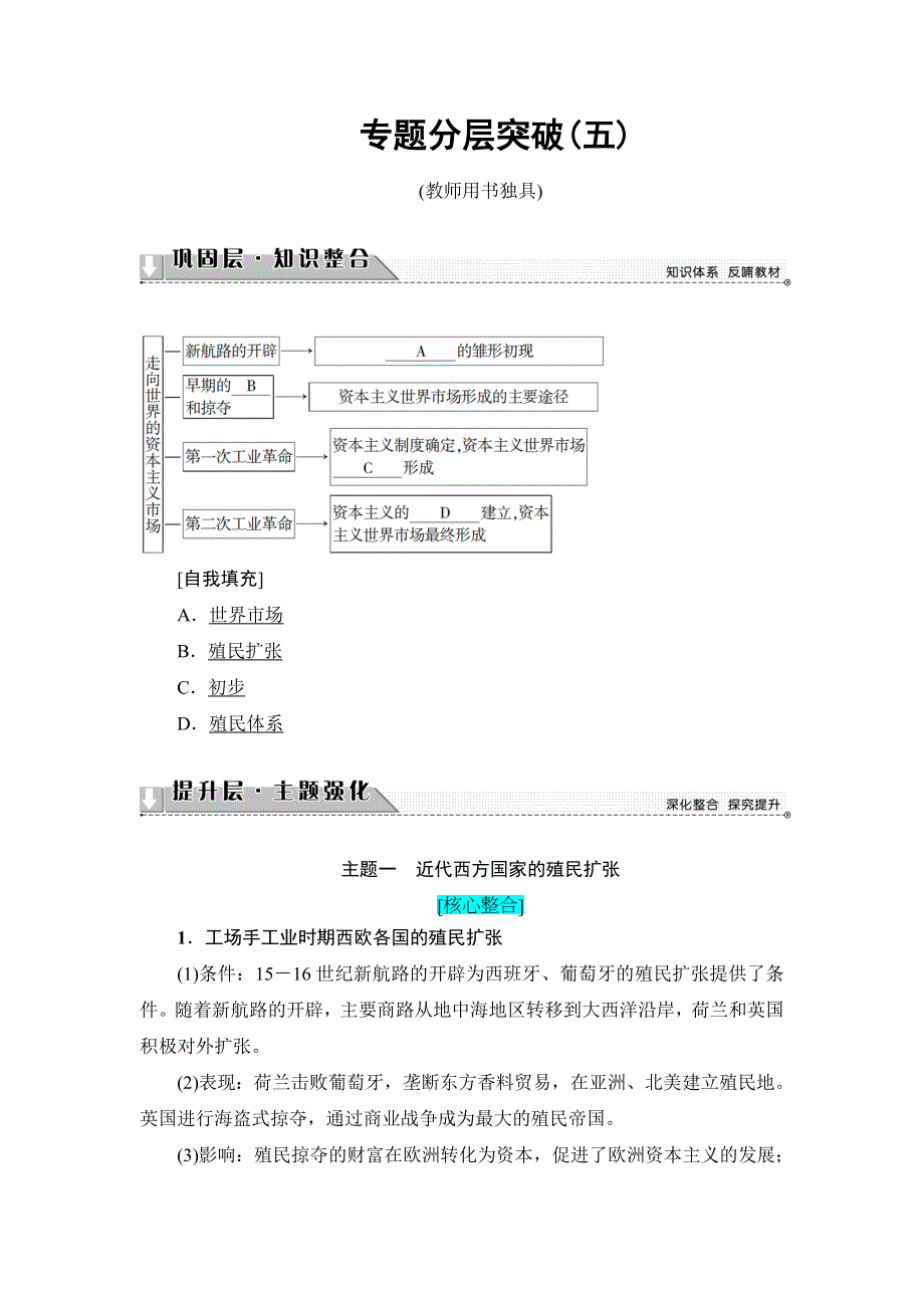 2018版高中历史人民版必修2教师用书：专题分层突破5 WORD版含解析.doc_第1页